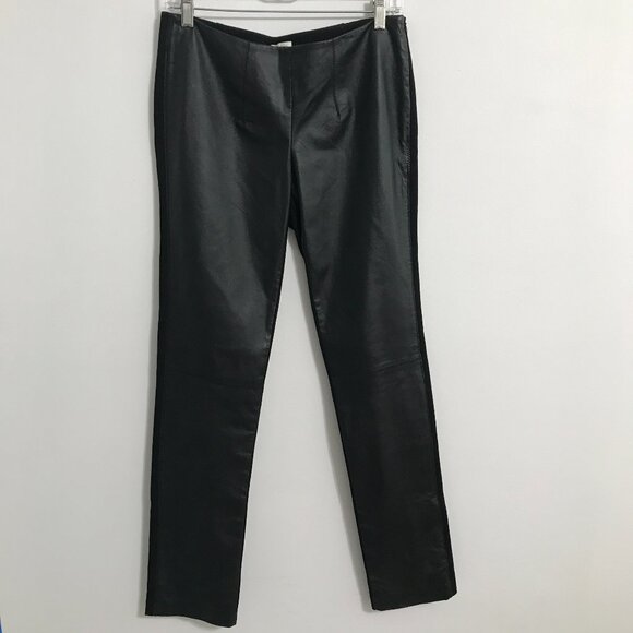 Neiman Marcus Genuine Leather Plants, Black